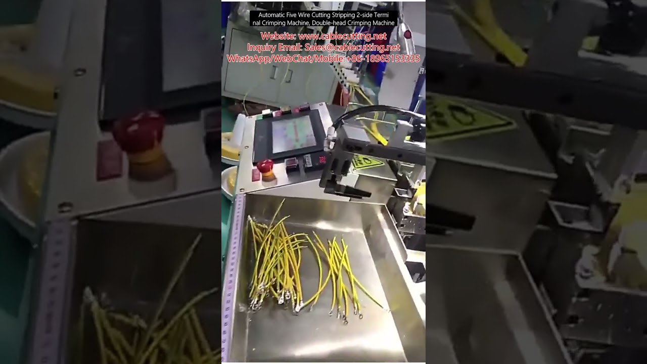 Αυτόματο Μηχάνημα Κοπής και Αφαίρεσης Μόνωσης 5 Συρμάτων με Κρίπωση Ακροδεκτών 2 Πλευρών, Διπλής Κεφαλής
